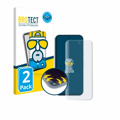 Front side of a product packaging with the brand logo BROTECT. Next to it is the device Google Pixel 9 Pro XL shown with the c