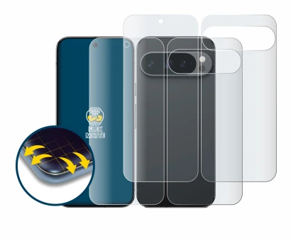 Image of the device Google Pixel 9 Pro XL (Front+Back) with a wide variety of screen protectors.