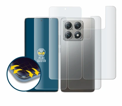 Image of the device Xiaomi 14T Pro (Front+Back) with a wide variety of screen protectors.