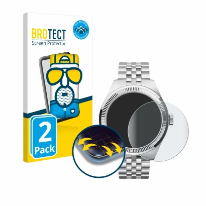 Front side of a product packaging with the brand logo BROTECT. Next to it is the device Withings ScanWatch Nova Brilliant (39 