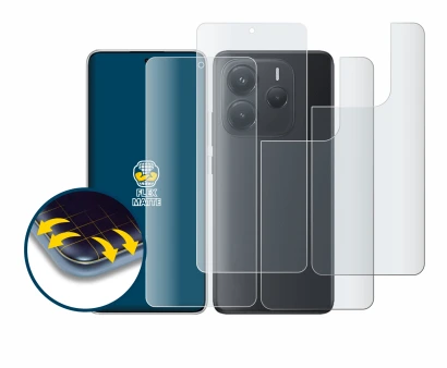 Image of the device Xiaomi Redmi Note 14 (Front+Back) with a wide variety of screen protectors.