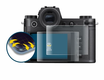 Image of the device Leica SL3-S with a wide variety of screen protectors.