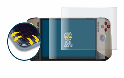 Image of the device MSI Claw 8 AI+ with a wide variety of screen protectors.