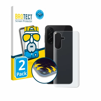 Front side of a product packaging with the brand logo BROTECT. Next to it is the device Samsung Galaxy A26 5G (Back) shown wit