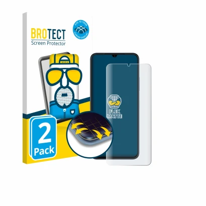 Front side of a product packaging with the brand logo BROTECT. Next to it is the device Huawei Nova Y61 shown with the corresp