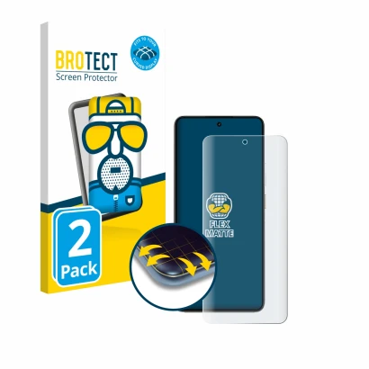 Front side of a product packaging with the brand logo BROTECT. Next to it is the device realme P3 5G shown with the correspond