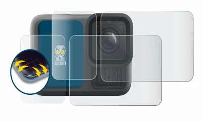 Image of the device GoPro Hero 13 Black Creator Edition with a wide variety of screen protectors.