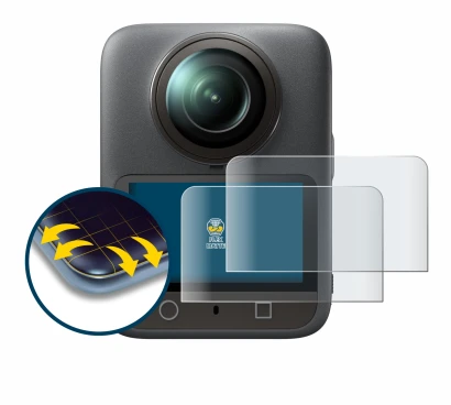 Image of the device DJI Osmo 360 with a wide variety of screen protectors.
