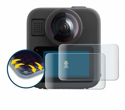 Image of the device GoPro Max 2 with a wide variety of screen protectors.