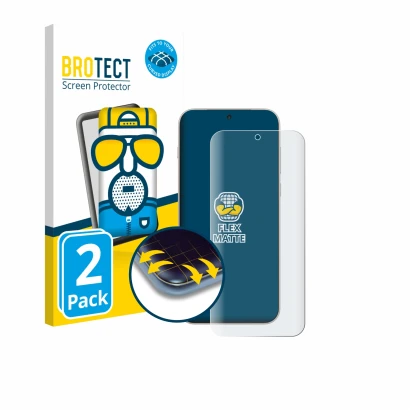 Front side of a product packaging with the brand logo BROTECT. Next to it is the device OnePlus 15 shown with the correspondin