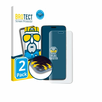 Front side of a product packaging with the brand logo BROTECT. Next to it is the device Honor Magic 8 Pro shown with the corre