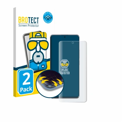 Front side of a product packaging with the brand logo BROTECT. Next to it is the device Xiaomi Redmi Note 14 Pro Plus 5G shown