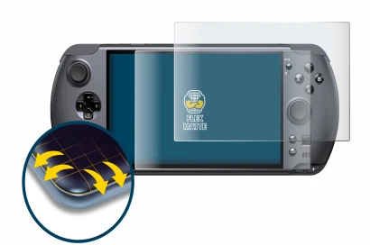 Image of the device GPD Win 5 with a wide variety of screen protectors.