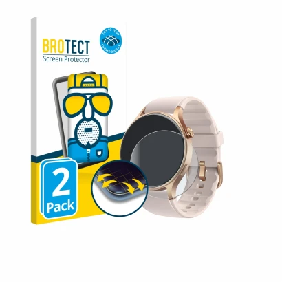 Front side of a product packaging with the brand logo BROTECT. Next to it is the device aeac AR01 1.32" shown with the corresp