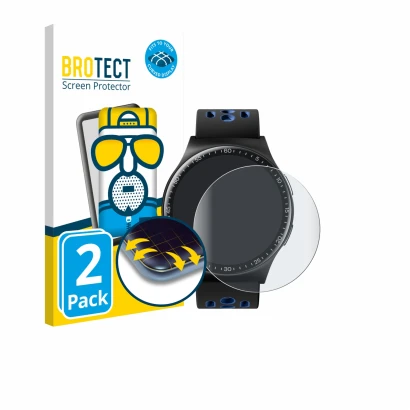 Front side of a product packaging with the brand logo BROTECT. Next to it is the device Reebok Pulse Smartwatch shown with the