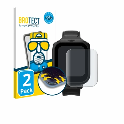 Front side of a product packaging with the brand logo BROTECT. Next to it is the device Insta360 GPS preview remote Built-In M