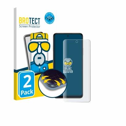 Front side of a product packaging with the brand logo BROTECT. Next to it is the device Huawei Enjoy 80 shown with the corresp