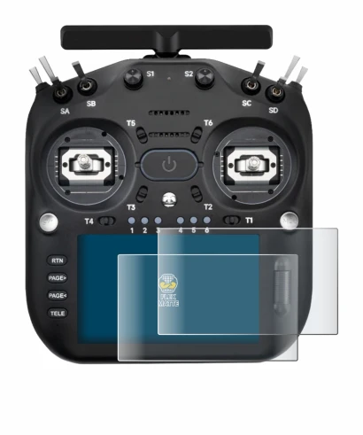 Image of the device Radiomaster TX16S MK3 with a wide variety of screen protectors.
