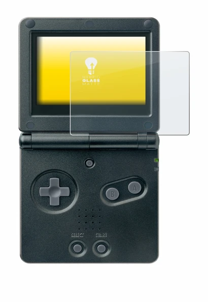 Image of the device Nintendo Gameboy Advance GBA SP with a wide variety of screen protectors.