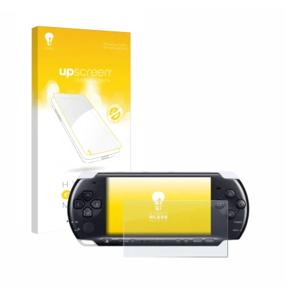 Front side of a product packaging with the brand logo upscreen. Next to it is the device Sony PSP 3000 shown with the correspo