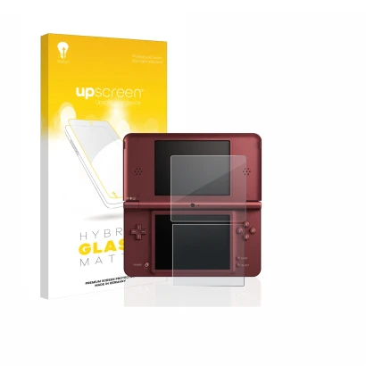 Front side of a product packaging with the brand logo upscreen. Next to it is the device Nintendo DSi XL shown with the corres