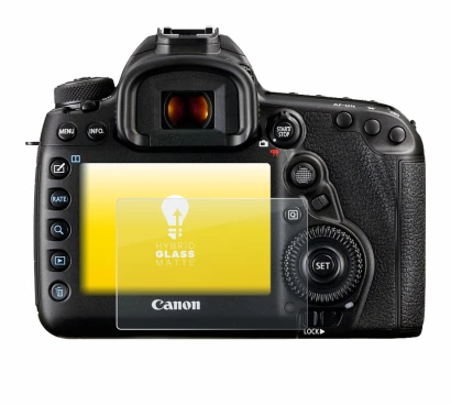 Image of the device Canon EOS 5D Mark IV with a wide variety of screen protectors.