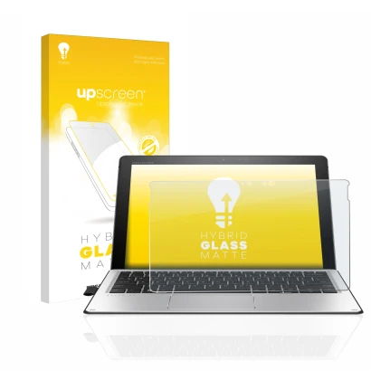 Front side of a product packaging with the brand logo upscreen. Next to it is the device HP Elite x2 1012 G2 shown with the co