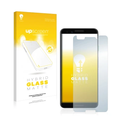 Front side of a product packaging with the brand logo upscreen. Next to it is the device Google Pixel 3 shown with the corresp