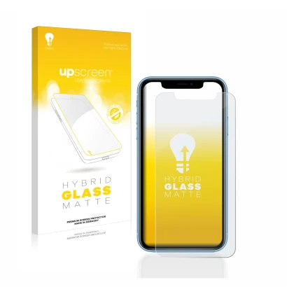 Front side of a product packaging with the brand logo upscreen. Next to it is the device Apple iPhone XR shown with the corres