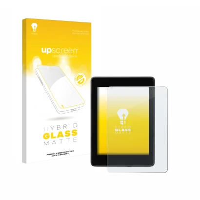 Front side of a product packaging with the brand logo upscreen. Next to it is the device Amazon Kindle Paperwhite 2018 (10th G