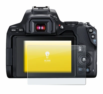 Image of the device Canon EOS 250D with a wide variety of screen protectors.
