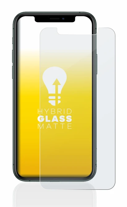 Image of the device Apple iPhone 11 Pro with a wide variety of screen protectors.