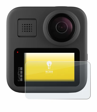 Image of the device GoPro Max with a wide variety of screen protectors.