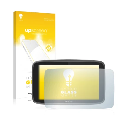 Front side of a product packaging with the brand logo upscreen. Next to it is the device TomTom Go Professional 6250 shown wit