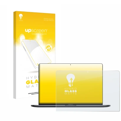 Front side of a product packaging with the brand logo upscreen. Next to it is the device Apple MacBook Pro 13" 2020 shown with