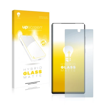 Front side of a product packaging with the brand logo upscreen. Next to it is the device Samsung Galaxy Note 20 shown with the