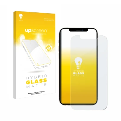 Front side of a product packaging with the brand logo upscreen. Next to it is the device Apple iPhone 12 Pro shown with the co