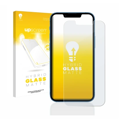 Front side of a product packaging with the brand logo upscreen. Next to it is the device Apple iPhone 13 mini shown with the c