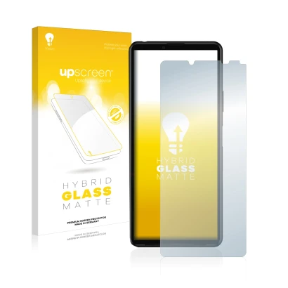 Front side of a product packaging with the brand logo upscreen. Next to it is the device Sony Xperia 10 III shown with the cor