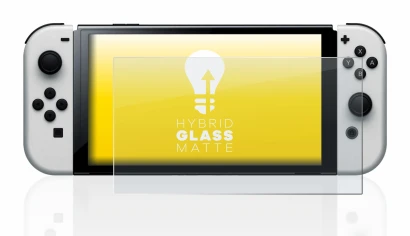 Image of the device Nintendo Switch OLED-Modell with a wide variety of screen protectors.