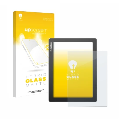 Front side of a product packaging with the brand logo upscreen. Next to it is the device PocketBook InkPad Lite shown with the