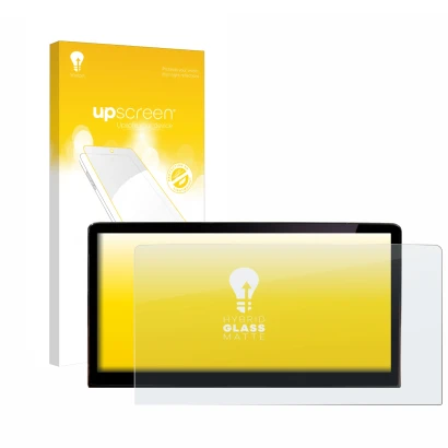 Front side of a product packaging with the brand logo upscreen. Next to it is the device Skoda Enyaq iV 80 2021 Infotainment S