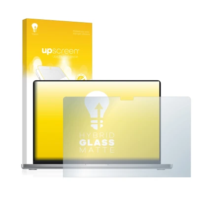 Front side of a product packaging with the brand logo upscreen. Next to it is the device Apple MacBook Pro 16