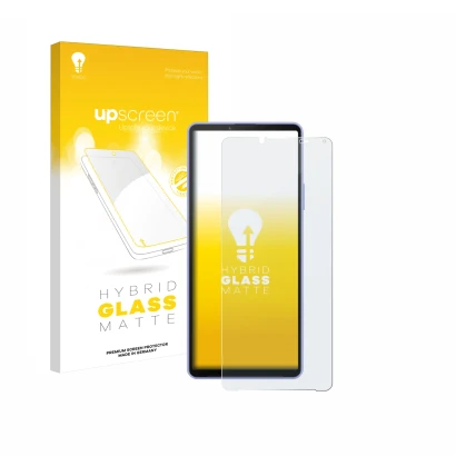 Front side of a product packaging with the brand logo upscreen. Next to it is the device Sony Xperia 10 IV shown with the corr