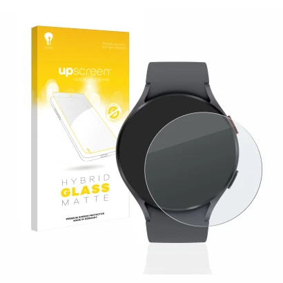 Front side of a product packaging with the brand logo upscreen. Next to it is the device Samsung Galaxy Watch 5 (44mm) shown w