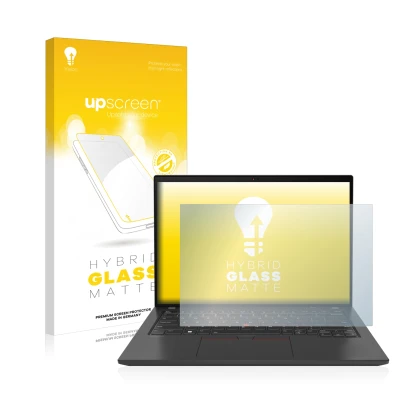 Front side of a product packaging with the brand logo upscreen. Next to it is the device Lenovo ThinkPad T14 Gen 3 shown with 