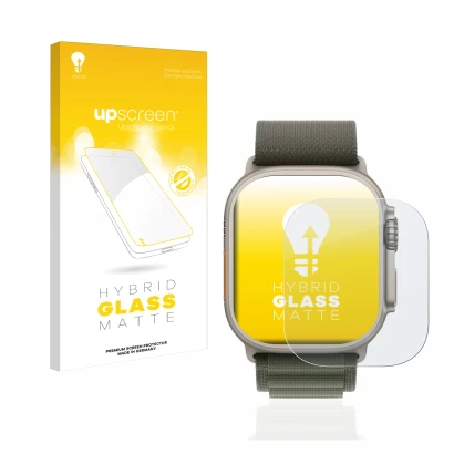 Front side of a product packaging with the brand logo upscreen. Next to it is the device Apple Watch Ultra (49 mm) shown with 