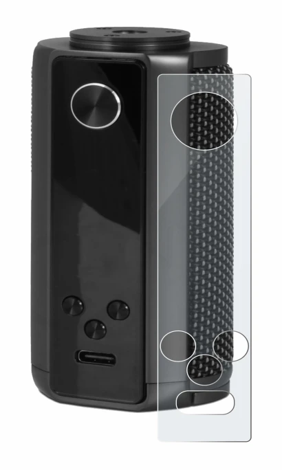 Image of the device Vaporesso Target 200 Mod with a wide variety of screen protectors.