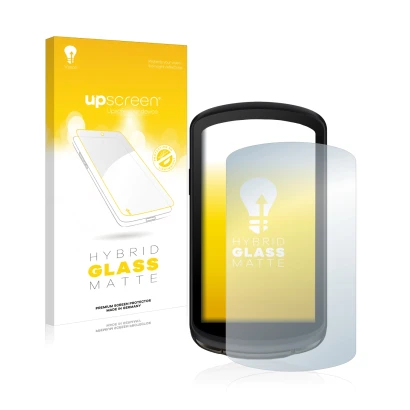 Front side of a product packaging with the brand logo upscreen. Next to it is the device Garmin Edge 1040 Solar shown with the