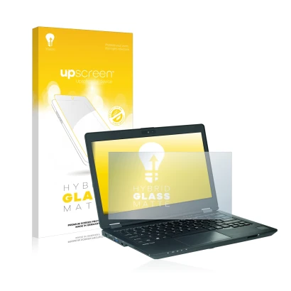 Front side of a product packaging with the brand logo upscreen. Next to it is the device Fujitsu Lifebook U729 shown with the 